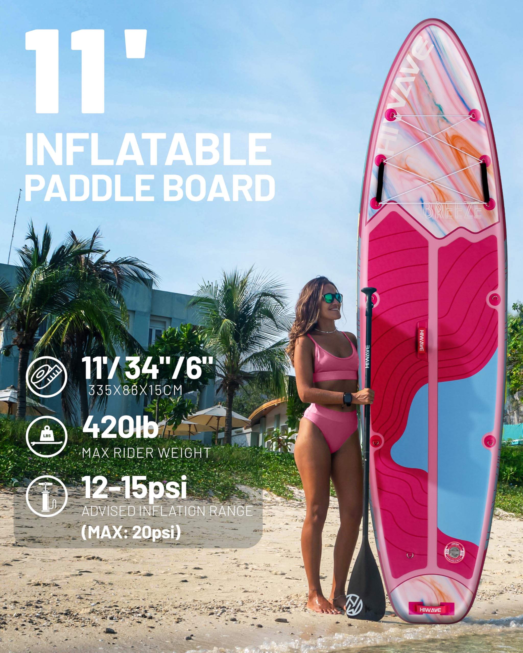 Hiwave 11' インフレータブルパドルボード Amazon | Hiwave Inflatable Stand Up Paddle Board with SUP