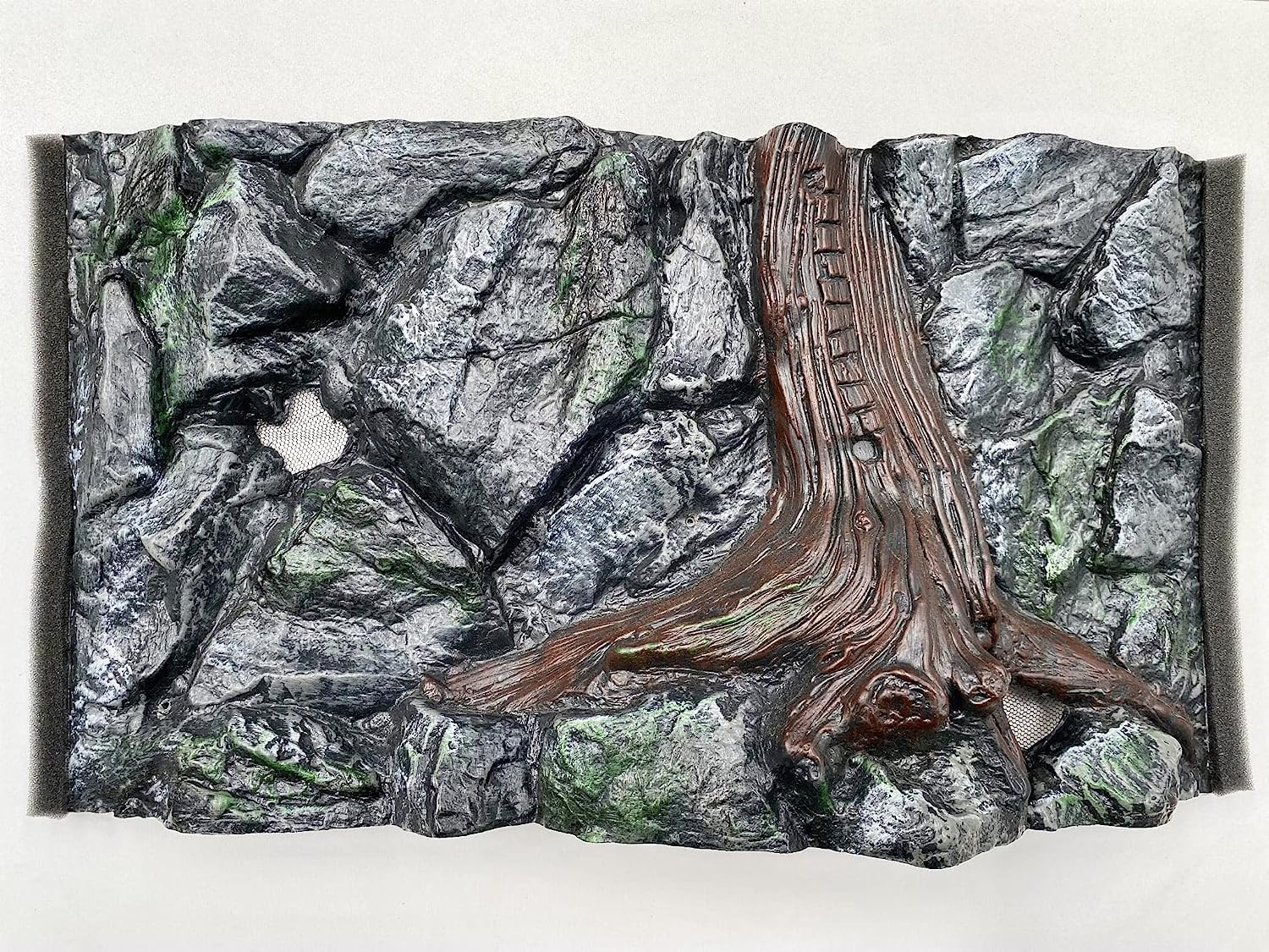 PLASTIKO - Aquarium Hintergrund 3D I Rückwänd 80x40 cm I Leicht zu Montieren und Reinigen I Keine Verklebung Erforderlich I Sicher für Tiere I Grau mit Baumwurzelmuster