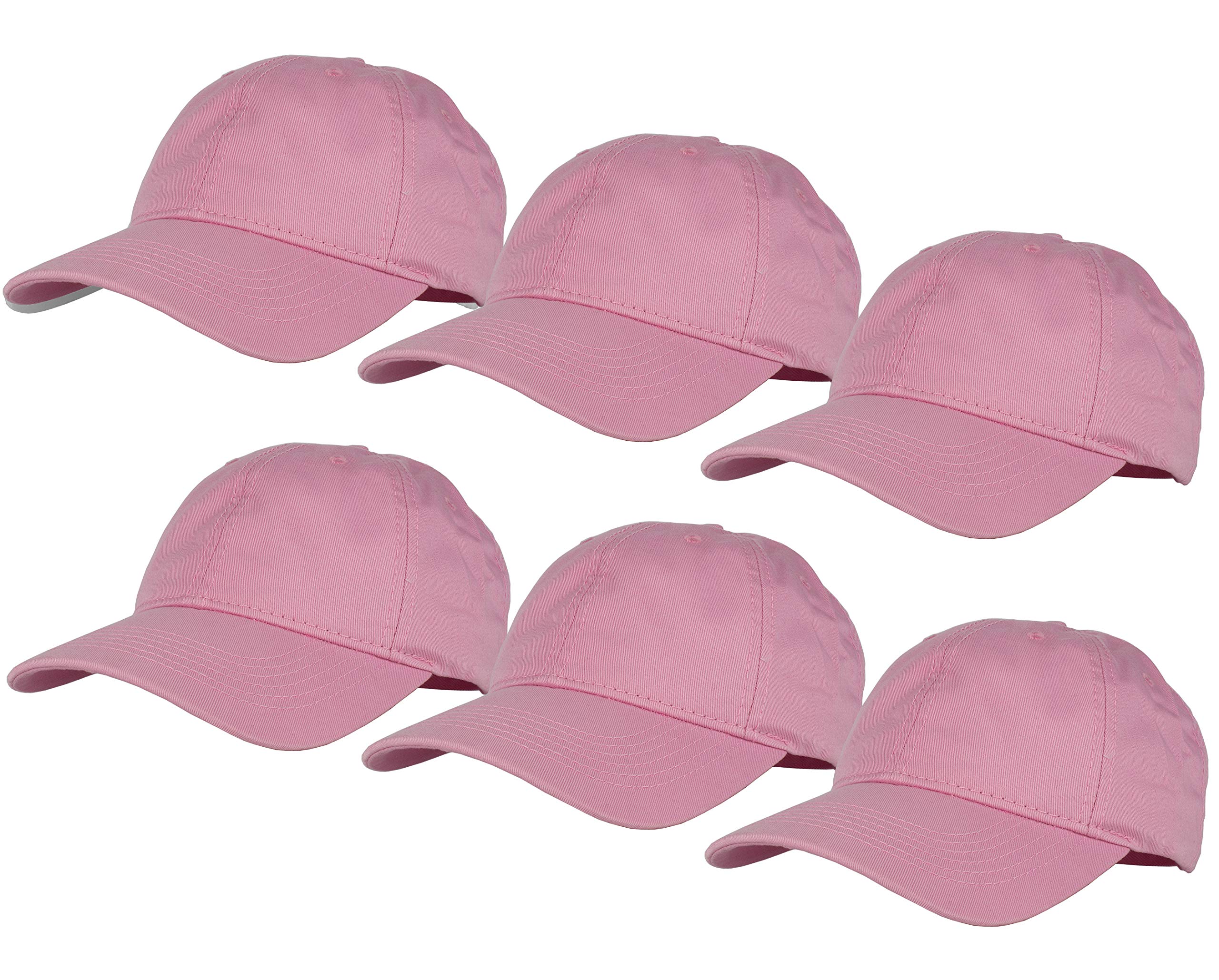 Cotton Twill Washed Unstructure Baseball Cap - Adjustable Blank Hat for Men Women - Wholesale Bulk Lot of 6 Pack