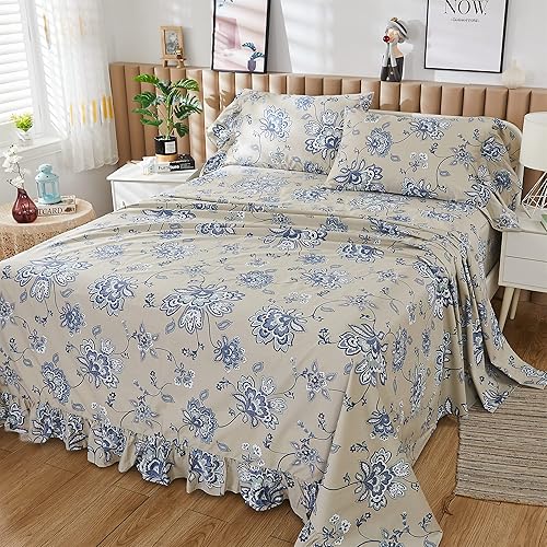 Miniatura 2 de ABREEZE Juego de ropa de cama bohemio de cachemira, juego de sábanas egipcias de lujo, juego de ropa de cama de 4 piezas, algodón súper suave,