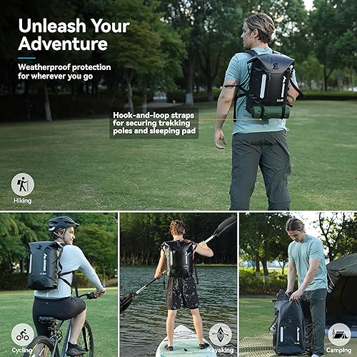 Miniatura 6 de MARCHWAY Mochila impermeable para senderismo, kayak (negro, 20L)