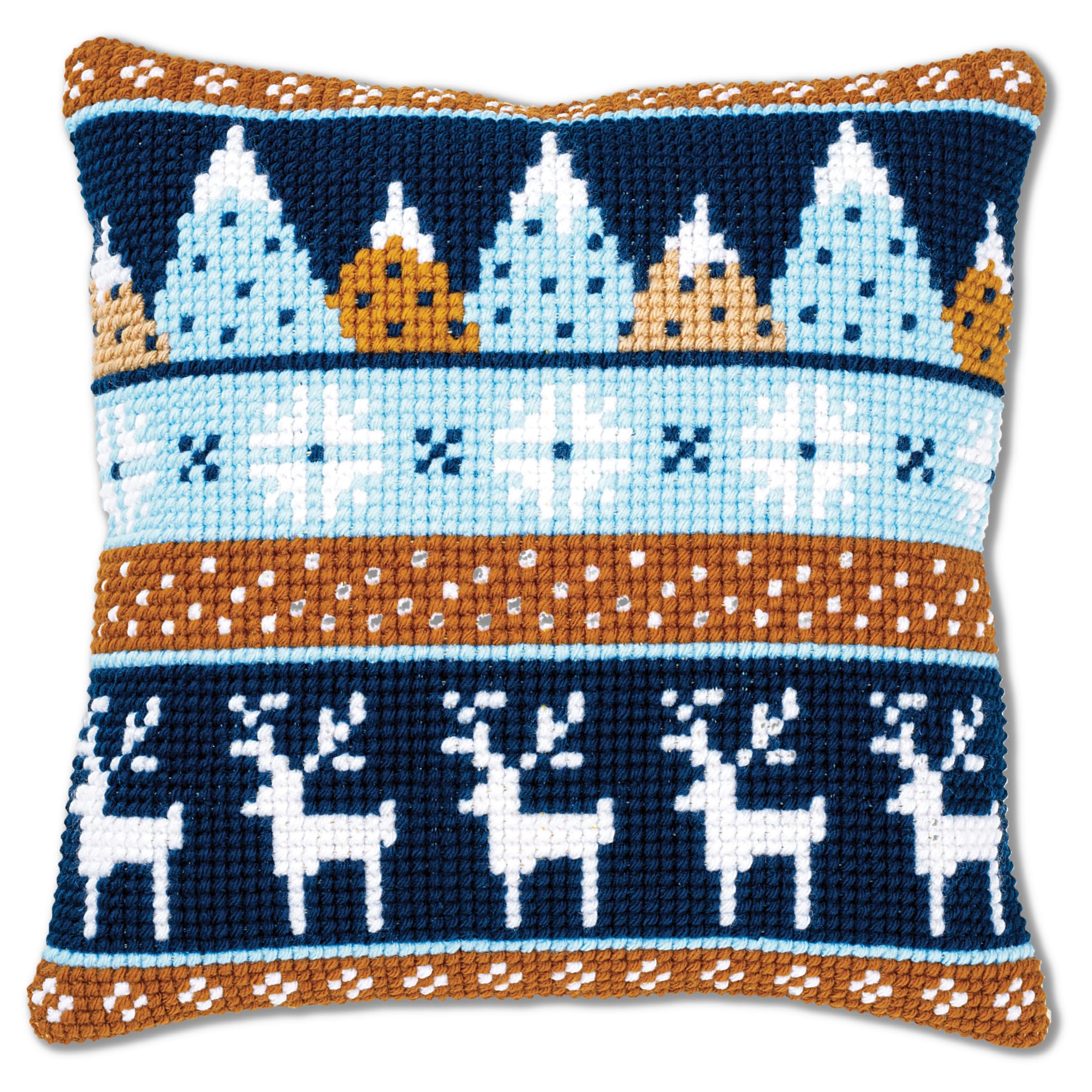 Vervaco Cross Stitch Embroidery Kits Cushion Embroidery Set Beginners Pre-Printed Winter Motifs DIY Set Creative Set for Adults Decorative Cushion Approx. 40 x 40 cm Craft Set Craftsman Home
