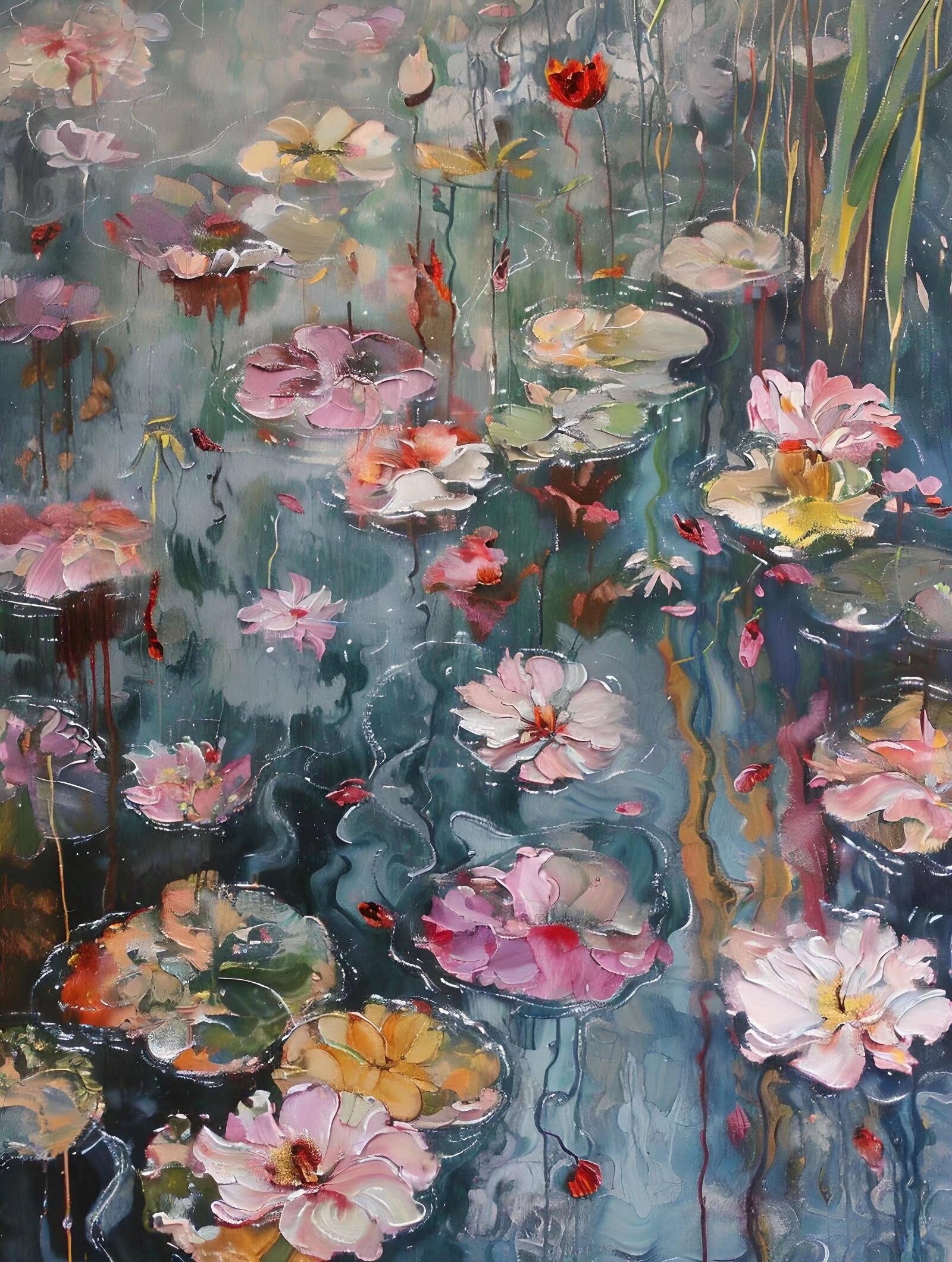 Stagno di loto Dipingere con i Numeri per Adulti Principianti, Dipingere con i Numeri Bambini, Paint by Numbers Kit Fai da Te Olio La Pittura di Numeri Kit, Decora la Casa Regalo (100x130cm) M-742