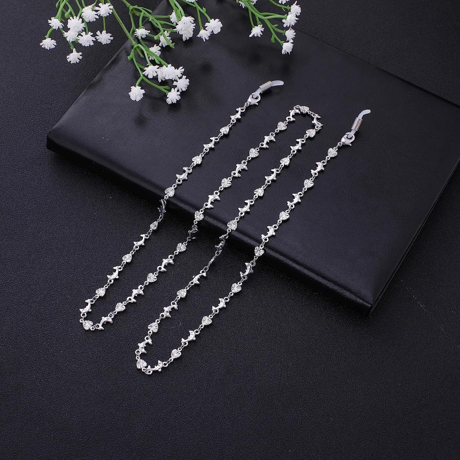 REVAHI Kupfer-Brillenkette mit Dekorationsbändern, Brillenbändern, Brillen, Sonnenbrillen, Kordel für Damen und Mädchen