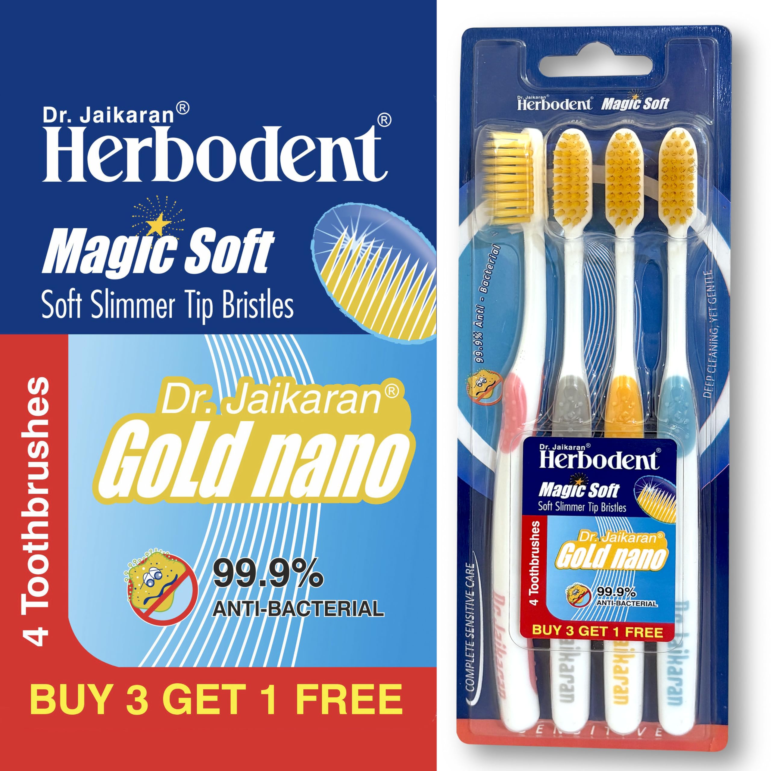 Herbodent® Magic Soft Toothbrush with Korean Gold Nano Bristles - Buy 3 Get 1 Free Combo Pack-image-26
