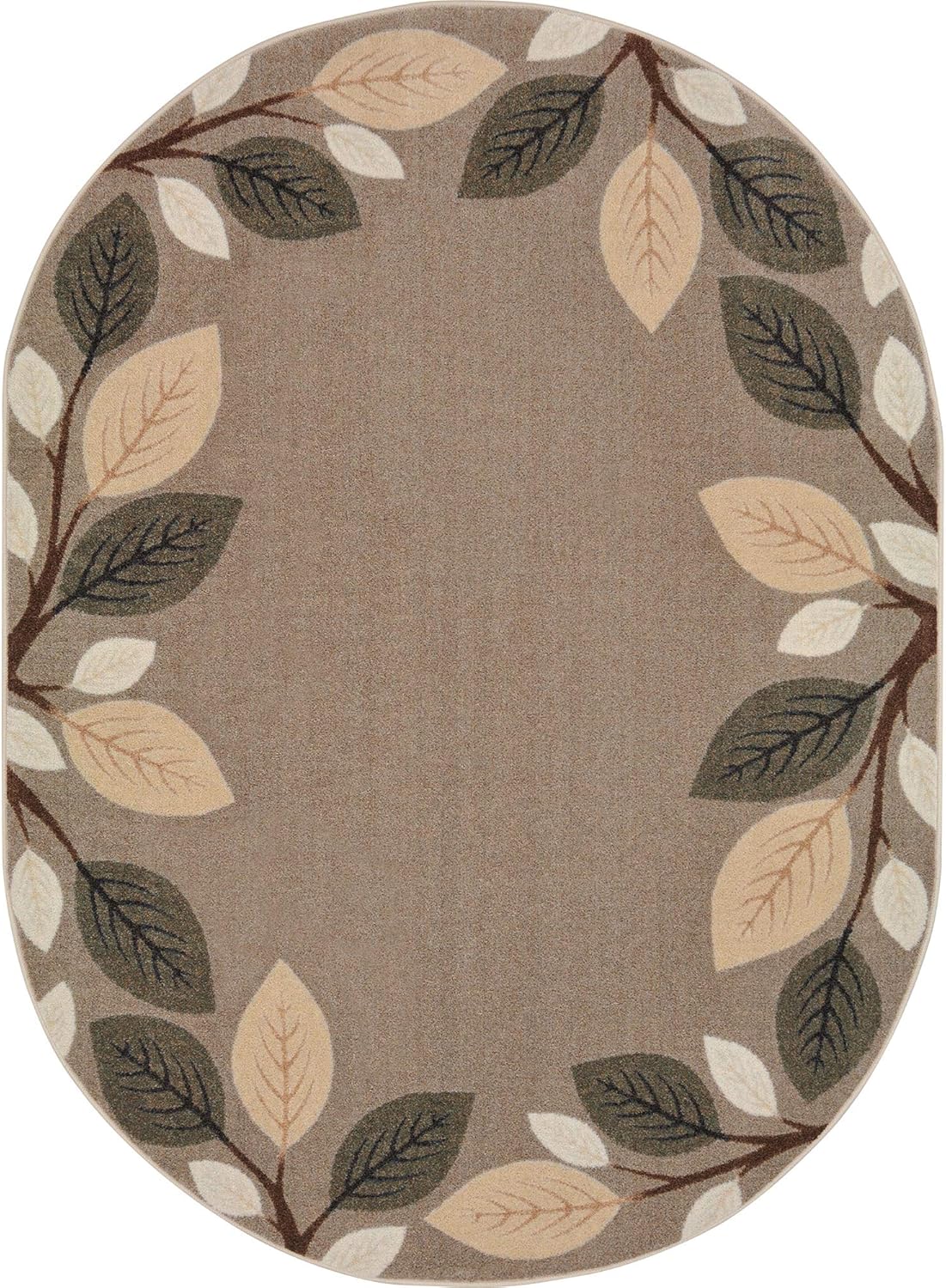 Joy Carpets Breezy Branches Area Rug in Color Neutral, 7'8" x 10'9" Oval