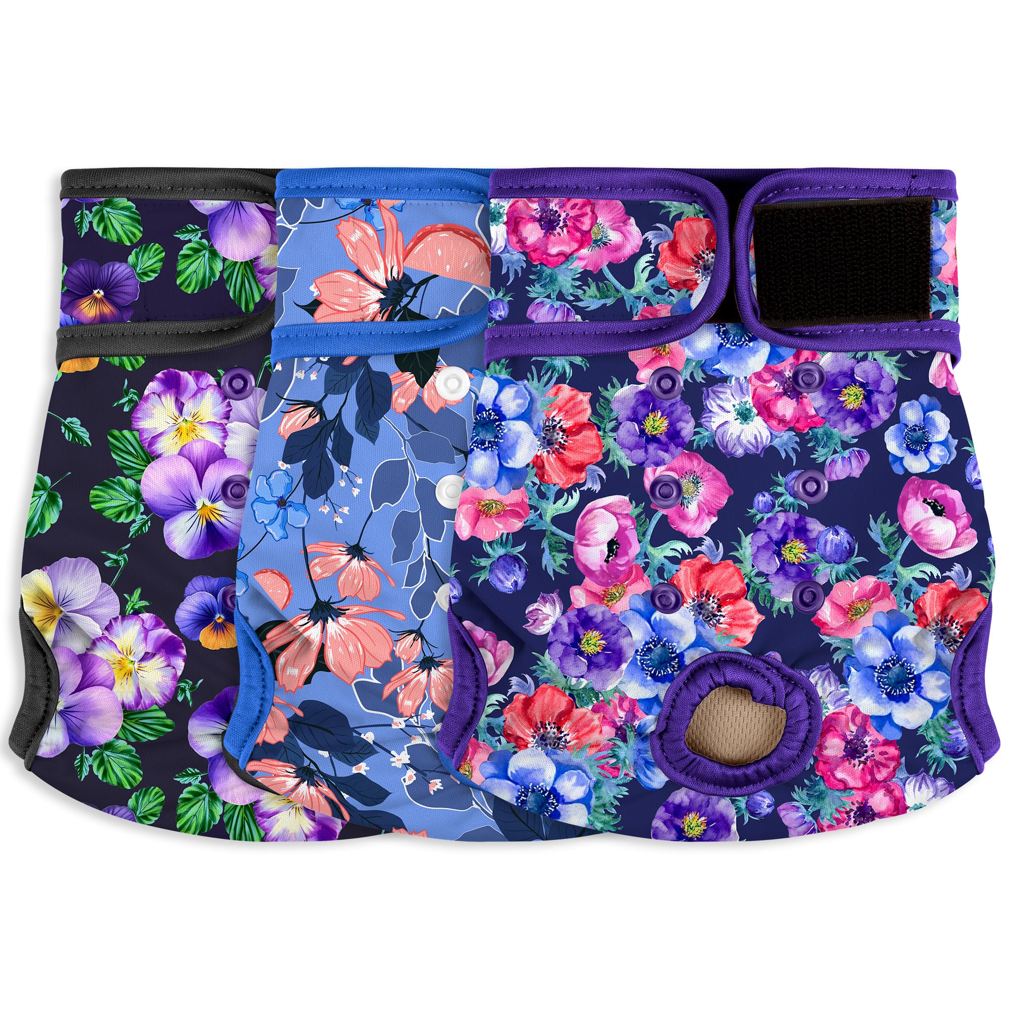 Female Dog Diapers - Premium Reusable Diapers for Doggie in Heat - Highly Absorbent for Pet Incontinence with Adjustable Snaps Rose Flower, S