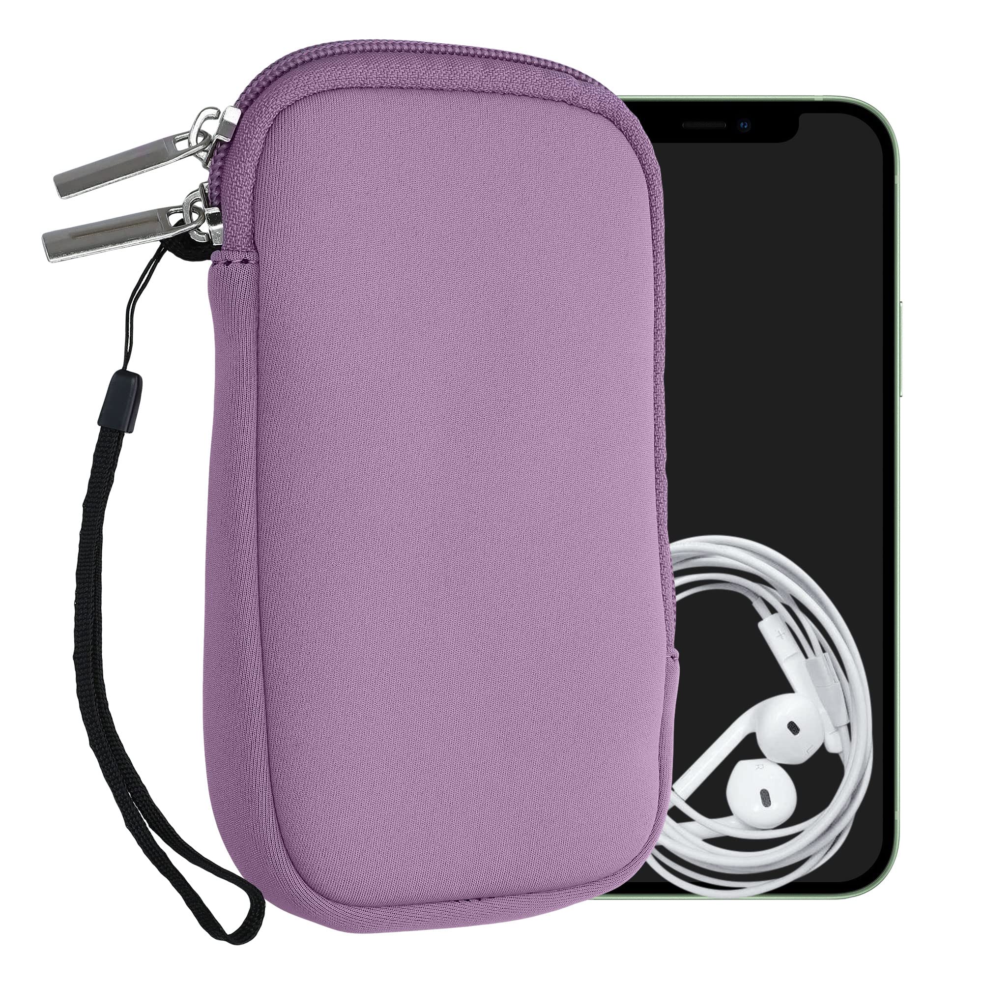 kwmobile Universal Phone Pouch Size L - 6.5" - Neoprene Smartphone Pouch with Zip - Water-Repellent Mobile Phone Case - Sleeve in Lavender