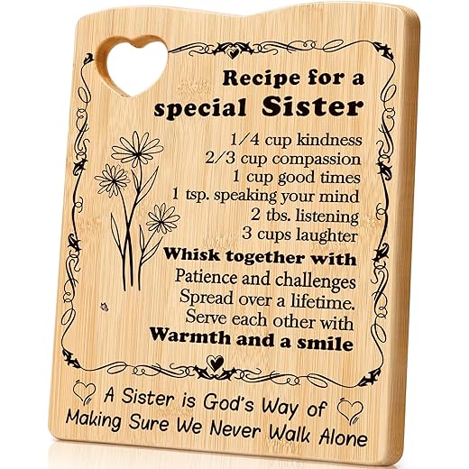 BackURyear Sister Birthday Gifts from Sister, Friendship Gifts for Sister, Thank You Gifts for Sister, Sister Kitchen Decoration Gift, Sis Gifts, Christmas Gifts for Sister- Cutting Board Gift
