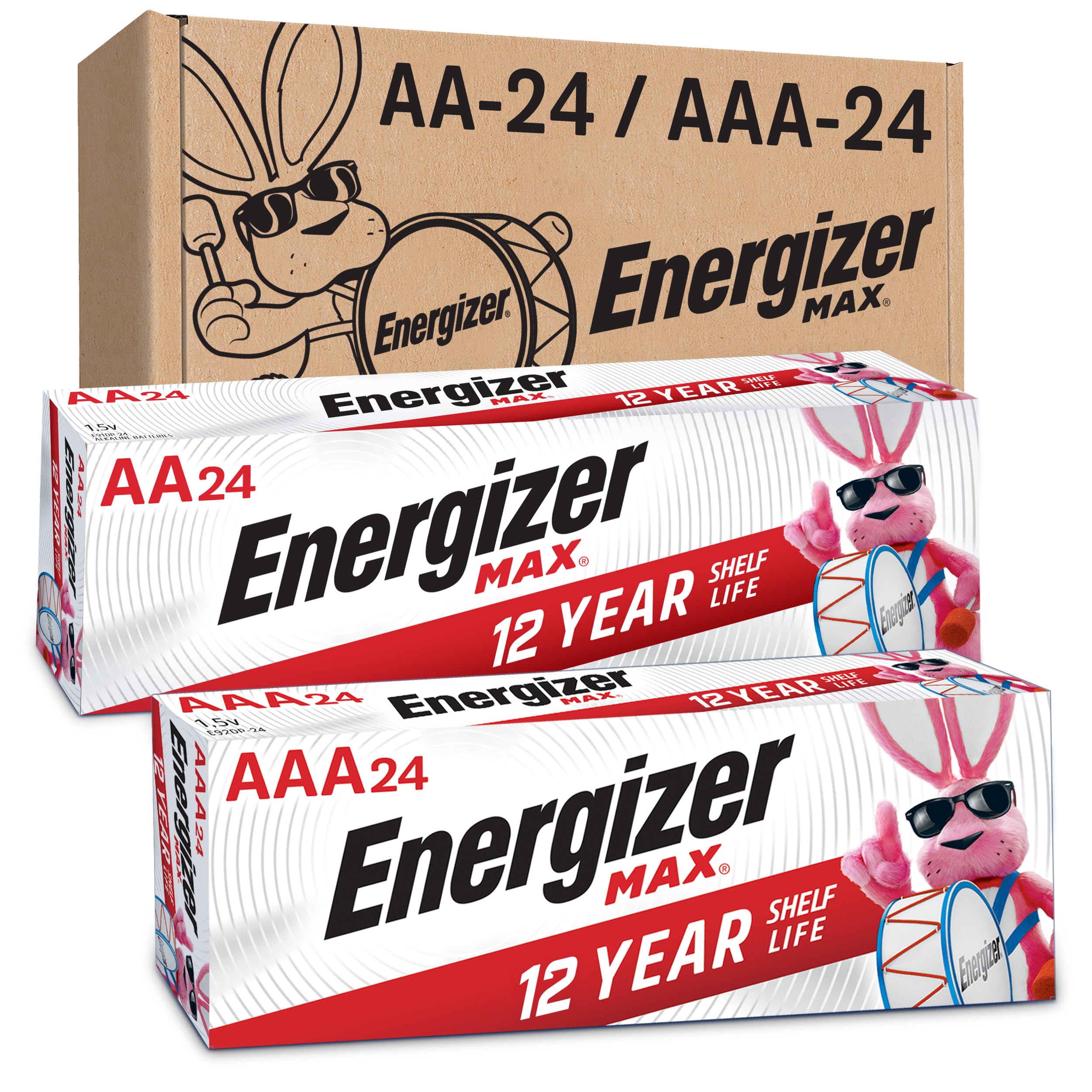 energizer aa and aaa batteries 48 count combo pack contains 24 max double a and 24 max triple a batteries