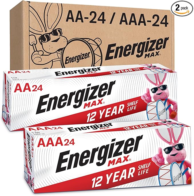 Energizer AA and AAA Batteries, 48 Count, Combo Pack Contains 24 Max Double A and 24 Max Triple A Batteries