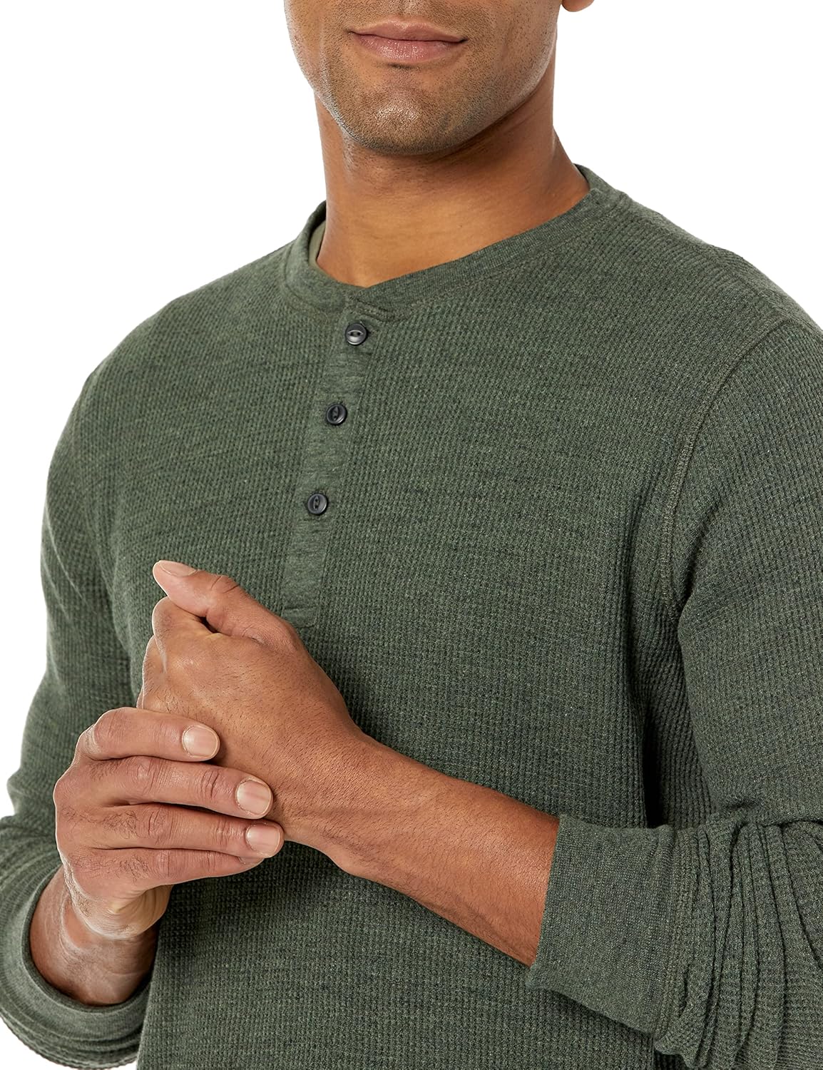 Amazon Essentials Henley Long Sleeve Shirts for Men, Regular-Fit Waffle - Image 3