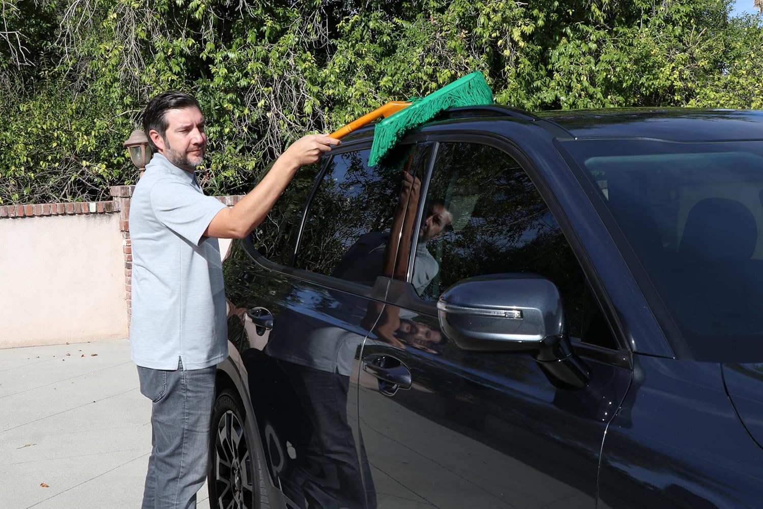 California Car Duster Standard Auto Car Duster with Wood Handle, Green Mop 2-Pack 64442