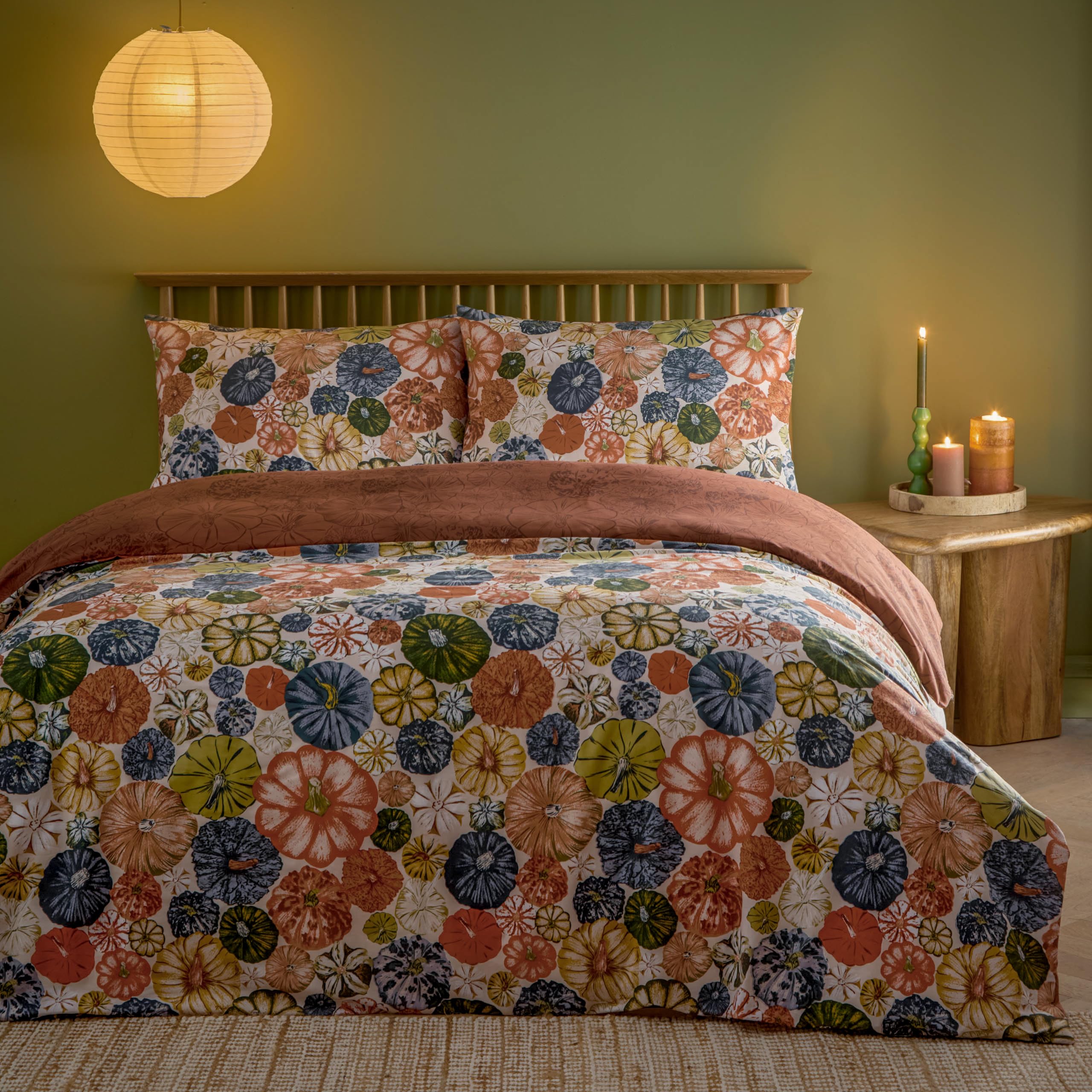 furn. Picking Patch Pumpkin Duvet Cover Set - Autumn Halloween Bedding (Pecan - Single) - Image 4