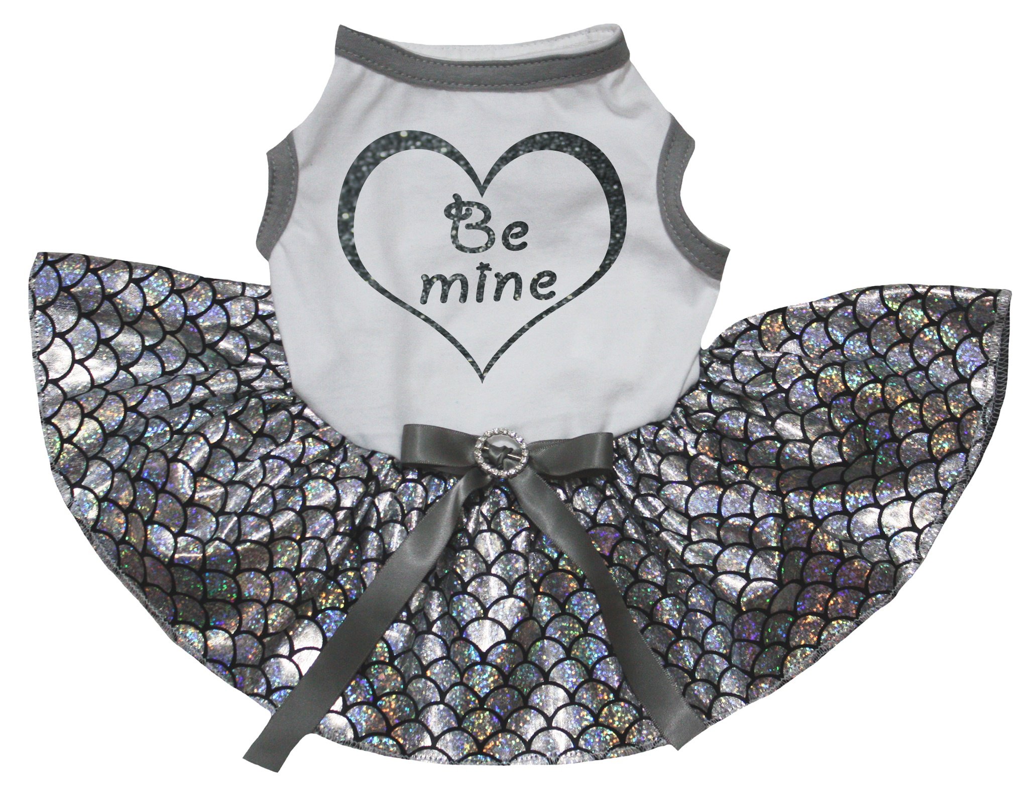 Robe pour chien Be Mine blanche et argentée XXXL, coupe sirène haute couture