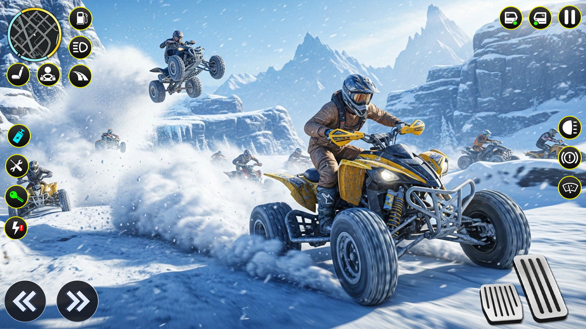 Futuristic Offroad Snow Mountain ATV Quad 4 Wheeler Bike Racing Stunt ...