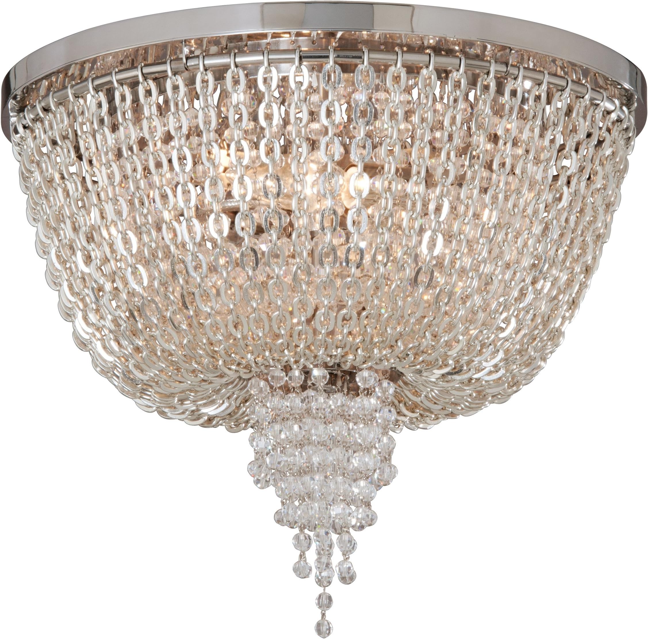 Corbett Lighting 141-32 Vixen Two Light Flush Mount, Polished Nickel Finish with Clear Crystal