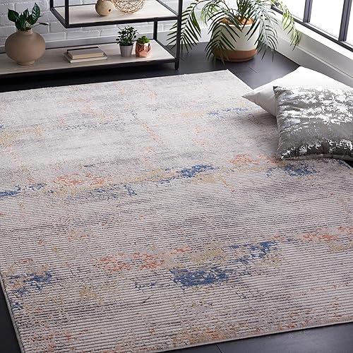 SAFAVIEH Eternal Collection - Alfombra decorativa de 4 x 6 pies, color gris y dorado, diseño abstracto moderno, no desprende pelusa y de fácil