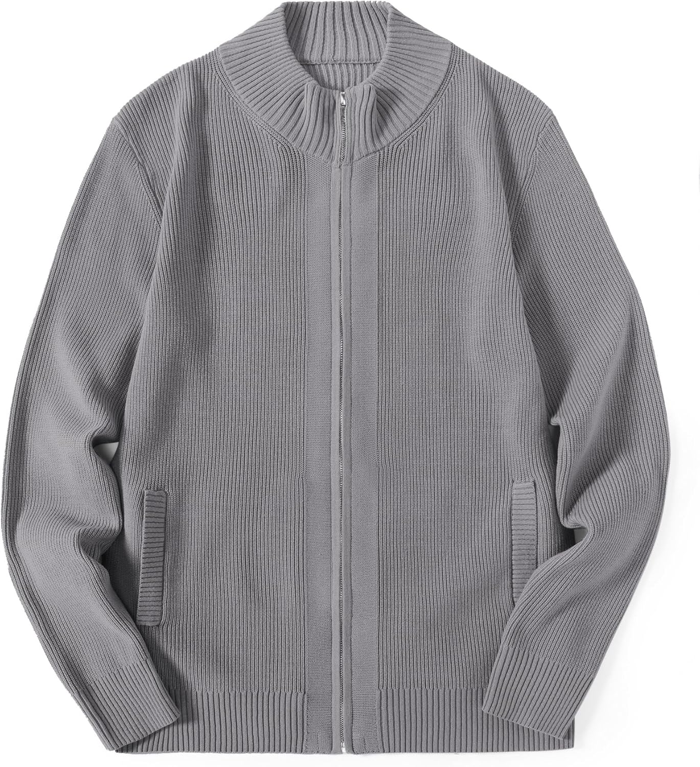 COOFANDY Mens Zip Up Cardigan Sweater Slim Fit Casual Full Zip Sweaters Knit Stand Collar Cardigans with 2 Front Pockets - Image 6
