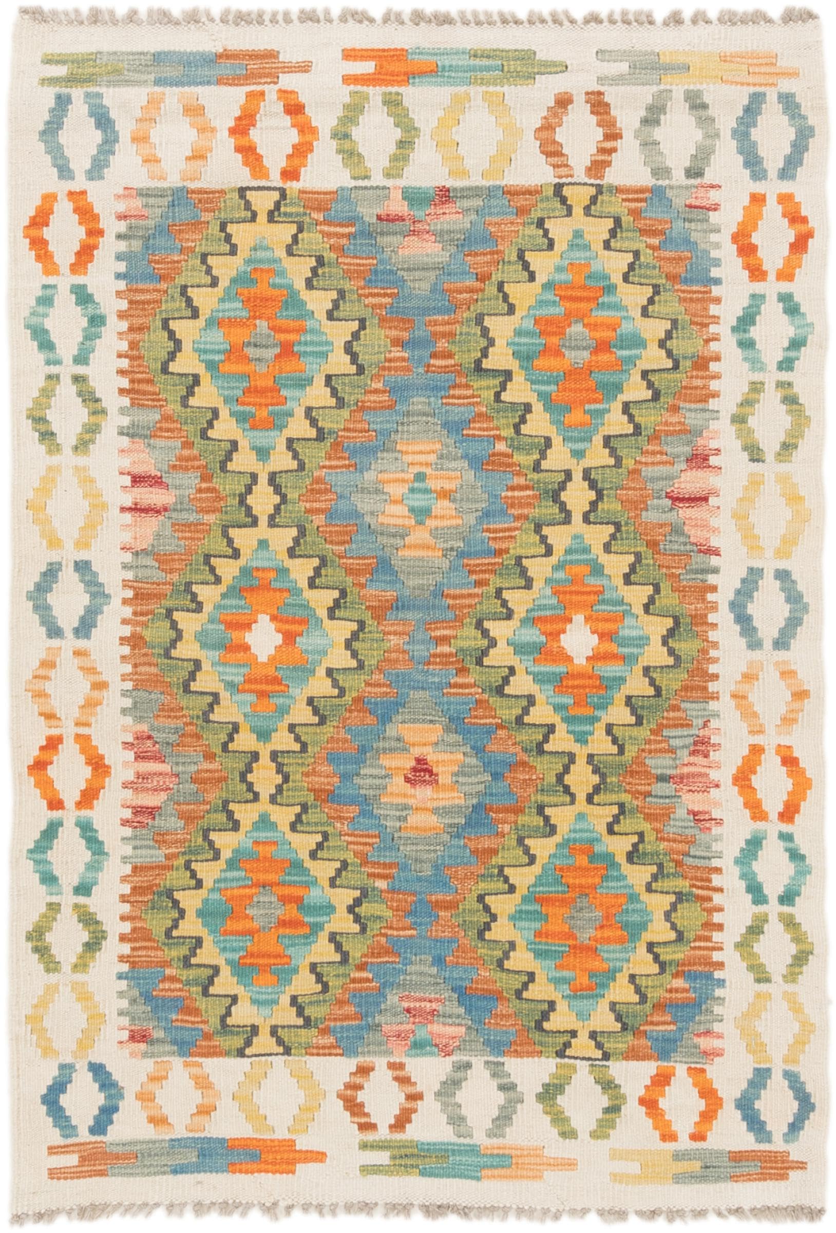 Kilim afghan authentique tapis en laine chargé d'histoire