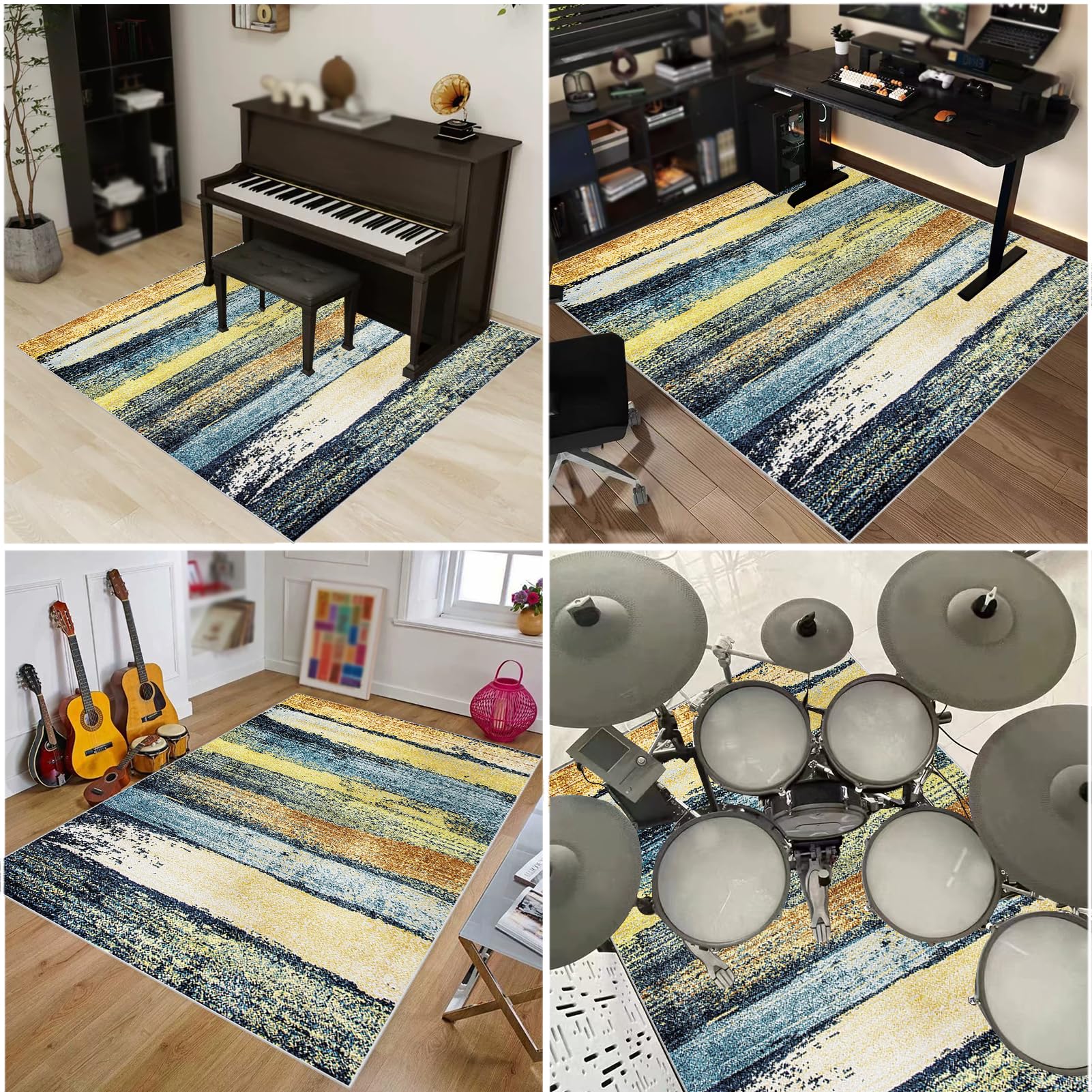 Trommelmatte schalldichte Matte | Trommelteppich | Schlagzeugteppich | Schlagzeug Teppich Rutschfester Drum Teppich | Schalldichte Matte für elektronische Drums, für Jazz-Bass-Drum-Set 120 x 100 cm