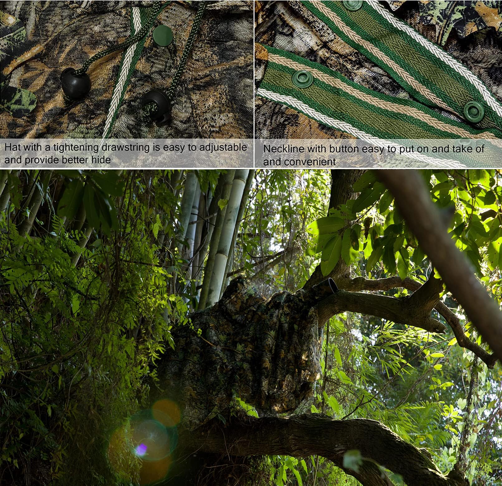 TFixol Poncho Ghillie con Camuffamento a Foe 3D Mantello in Poliestere Asciugatura Rapida per CS Fotografia della Fauna Selvatica e Osservazione de Uccelli