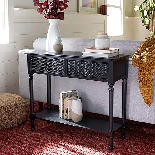 Safavieh Home Collection Haines - Mesa consola con 2 cajones y estante inferior negro