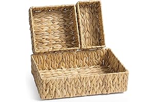 Versatile Natural Water Hyacinth Storage Baskets for Home Décor and Organization