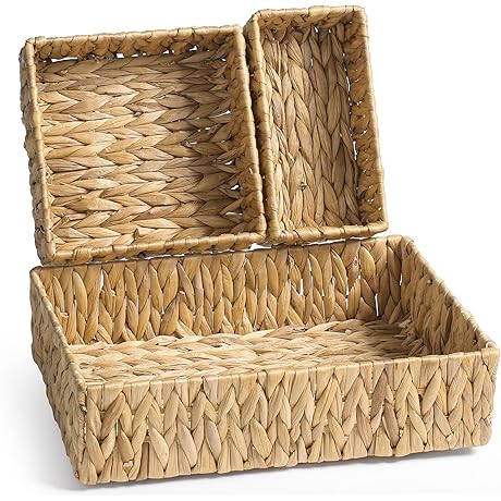 Versatile Natural Water Hyacinth Storage Baskets for Home Décor and Organization