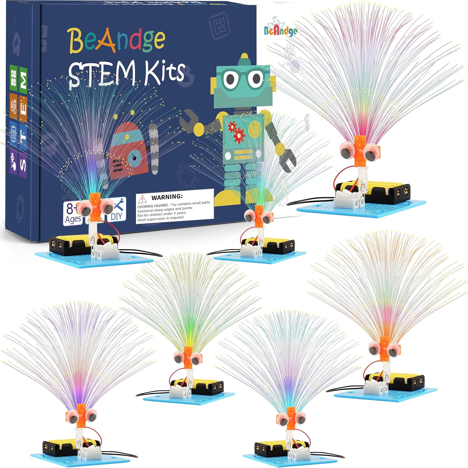 7 Set Bulk STEM Kit Individual Craft Kits for Kids, Science Projects Crafts Group Activity, Light Experiments Circuit Toys, Fun Fiber Optic STEAM Activities for Boys Girls Age 8-13 8-10 8-12 8 10 Year