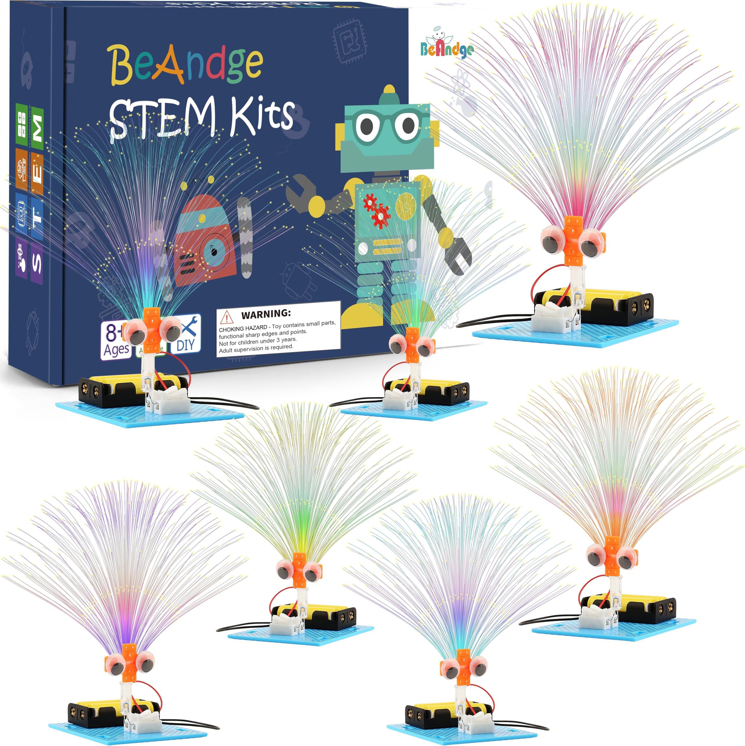 7 Set Bulk STEM Kit Individual Craft Kits for Kids, Science Projects Crafts Group Activity, Light Experiments Circuit Toys, Fun Fiber Optic STEAM Activities for Boys Girls Age 8-13 8-10 8-12 8 10 Year