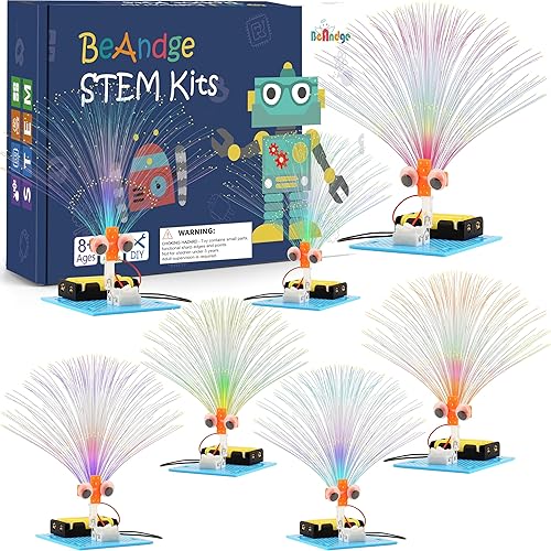 7 Set Bulk STEM Kit Individual Craft Kits for Kids, Science Projects Crafts Group Activity, Light Experiments Circuit Toys, Fun Fiber Optic STEAM Activities for Boys Girls Age 8-13 8-10 8-12 8 10 Year
