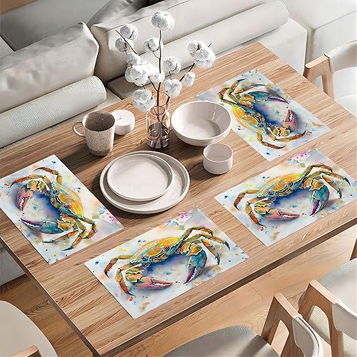 Vista 67 de Juego de 4 manteles individuales botánicos con diseño de flores, plantas botánicas, hojas de flores, rústico, floral, impermeable, lavable