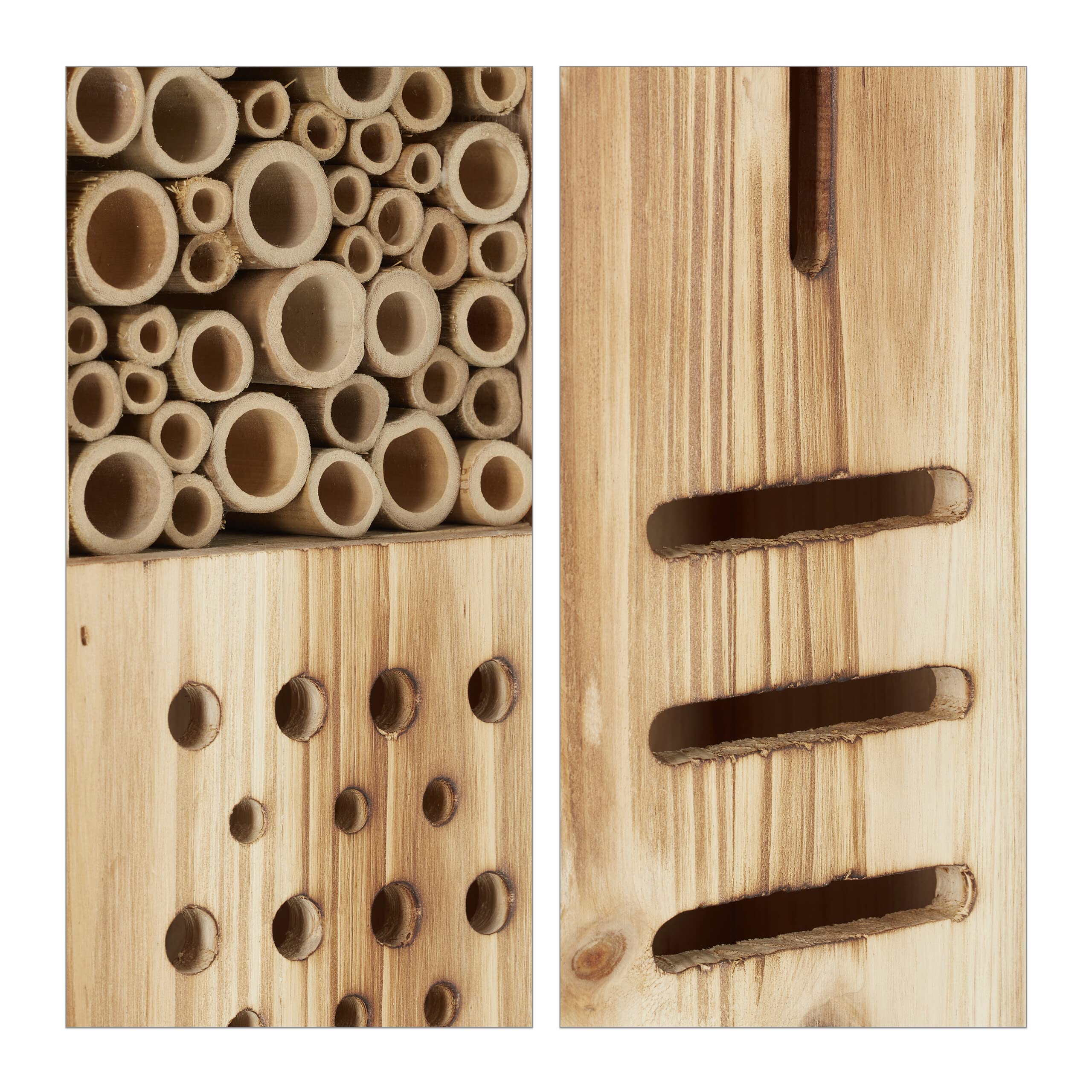 Relaxdays Insektenhotel mit Ständer, Holz, Insektenhaus Garten, HxBxT: 150 x 15,5 x 11 cm, Schmetterlingshotel, Natur