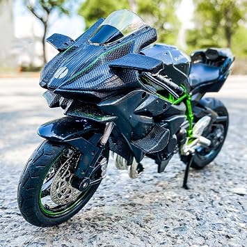 TGRCM-CZ 1:12 Kawasaki Ninja H2R Motorcycle Model, DieCast Model Motorcycle, Suspension and Free Roller, Toy Car, Motorcycle Collection Gift Black