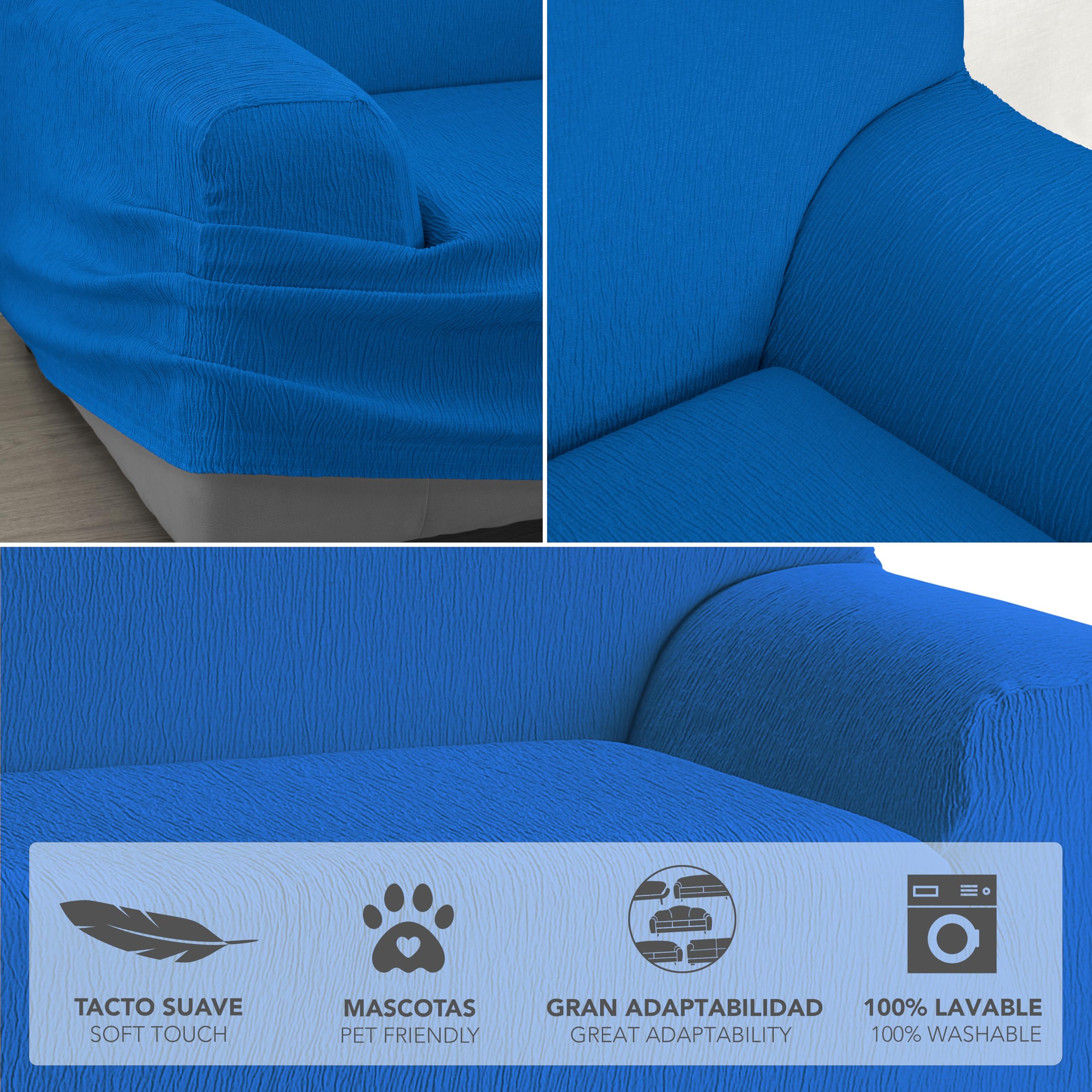 Martina Home Emilia Elastischer Sofabezug für 3-Sitzer, Blau (Electric Blue), Breite 170 bis 220 cm