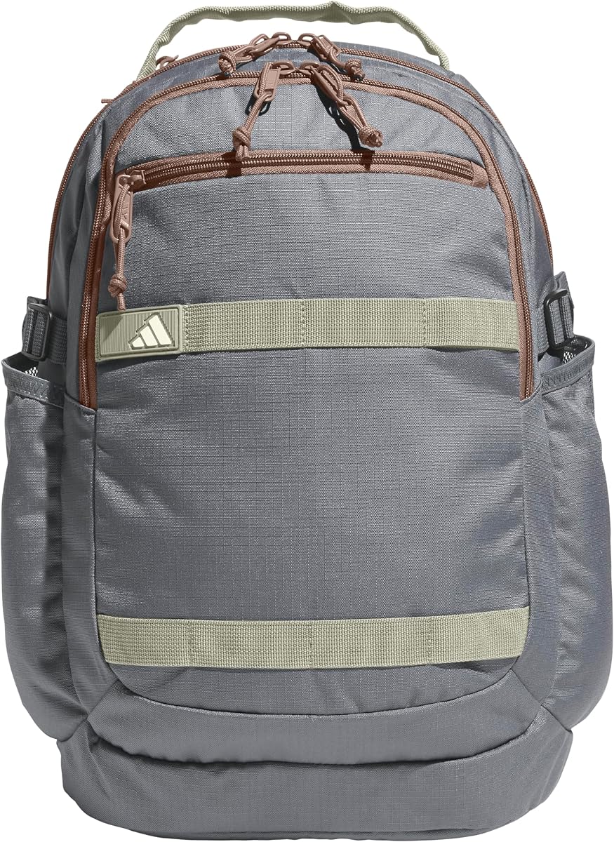 Mochila escolar adidas Interval 32L | Acolchado de 16 pulgadas. Funda para computadora portátil, múltiples bolsillos organizadores, bolsillos para botellas de agua, construcción duradera, gimnasio escolar y listo para viajar