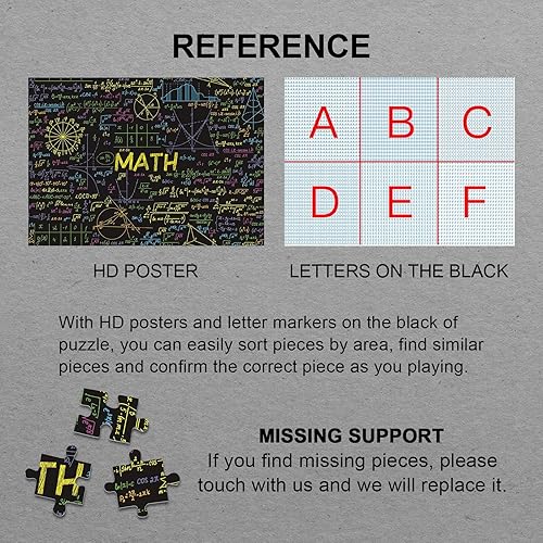 Miniatura 7 de Rompecabezas de fórmulas matemáticas de 1000 piezas para adultos, rompecabezas imposible difícil, rompecabezas de arte neón, rompecabezas familiar