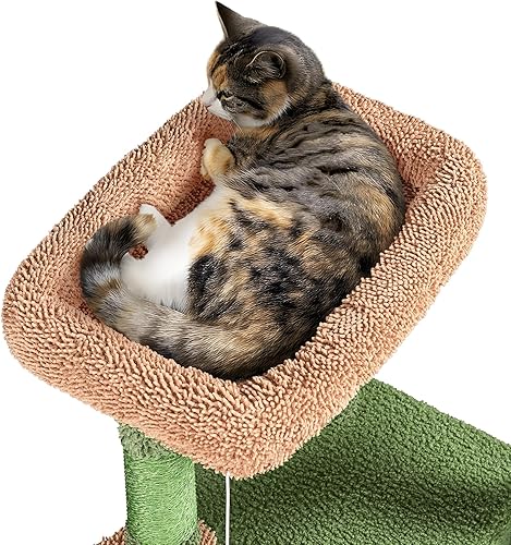Miniatura 6 de Yaheetech Árbol para Gatos de Cactus, Torre para Gatos de 42 Pulgadas para Gatos de Interior, Condominio para Gatitos de Múltiples Niveles con Poste