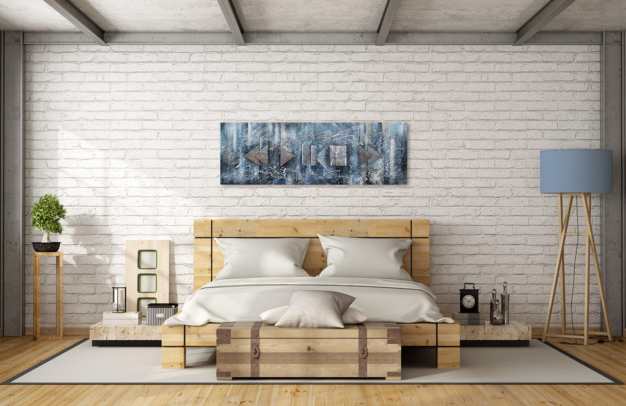 YS-Art Loft | cuadro pintado a mano Lebensrhythmus | cuadro moderno acrilico | 150x50 cm | lienzo pintado a mano | cuadros dormitories | único | LT009