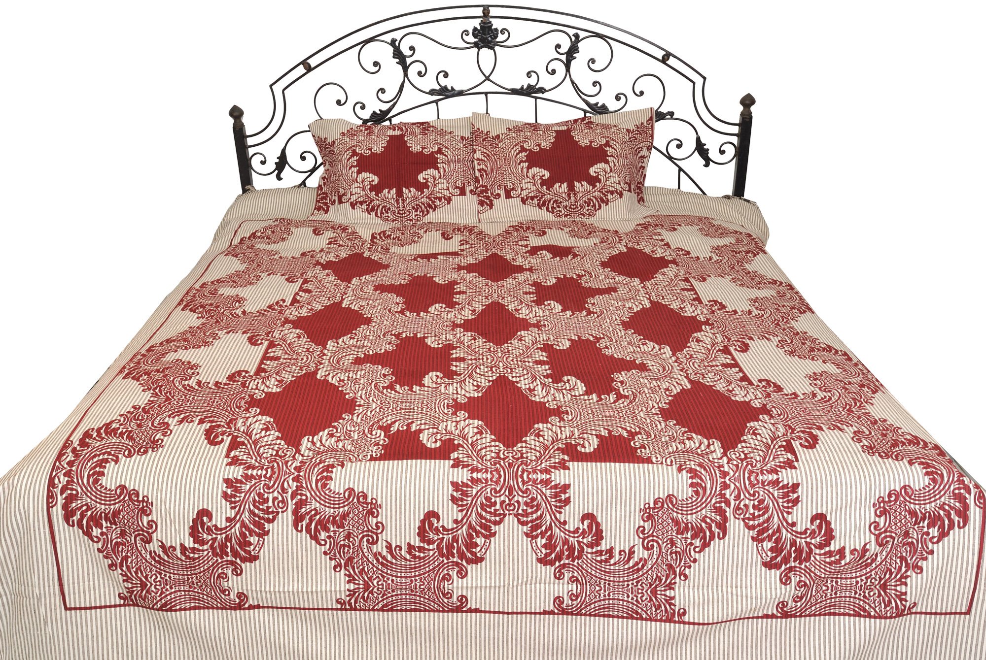 Drap de lit Pilkhuwa imprimé floral Exotic India en pur coton de taille 2,5 x 2,1 m pour chambre