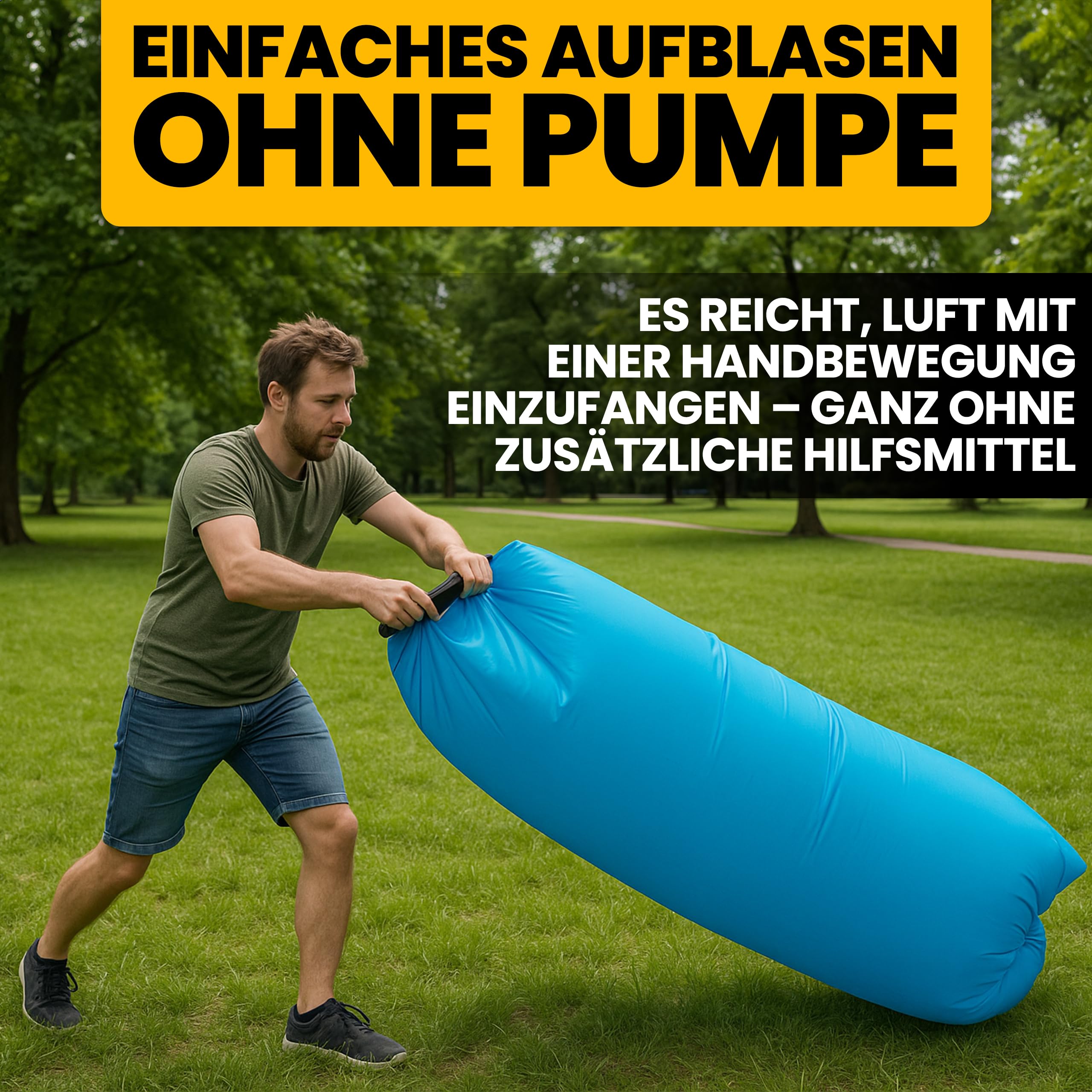 Retoo Wasserdichtes Aufblasbares Sofa 190x70cm mit Kompakte Tragebeutel, Luftsofa und Reißfestem Gewebe von bis zu 200kg, Ideal für Camping, Meer, Strand, Air Lounger, Indoor und Outdoor, Blau