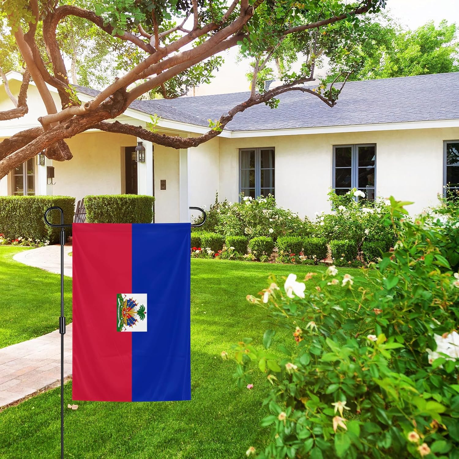 Haiti Flag 12 x 18 Inches Haitian Garden Flags Double Sided Polyester Vivid Color for Indoor and Outdoor Yard Garden Street Decorations - Image 4