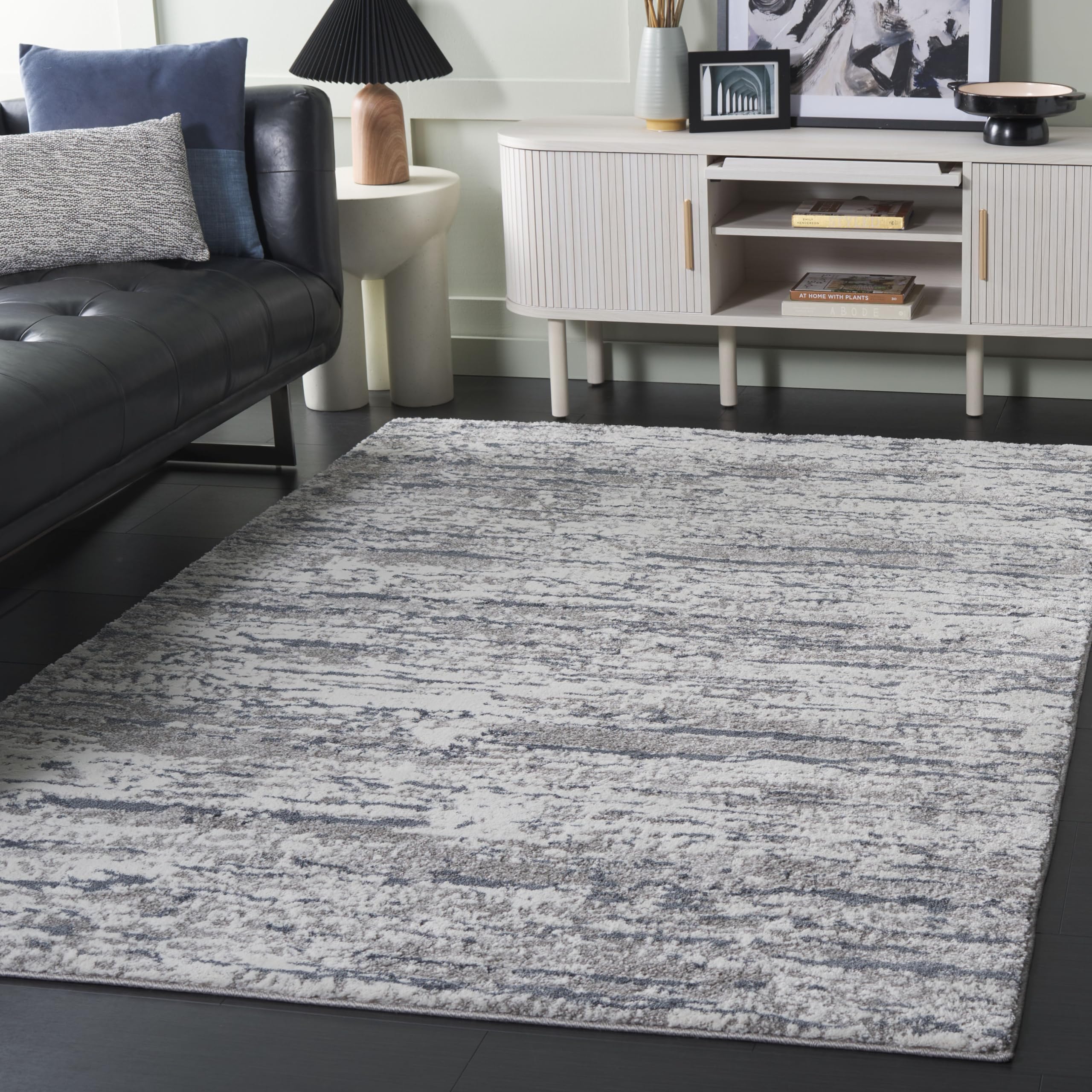 safavieh century collection area rug - 9' x 12', grey & navy, modern abstract design, non-shedding & easy care, ideal for the living room, dining, bedroom (cty350n)