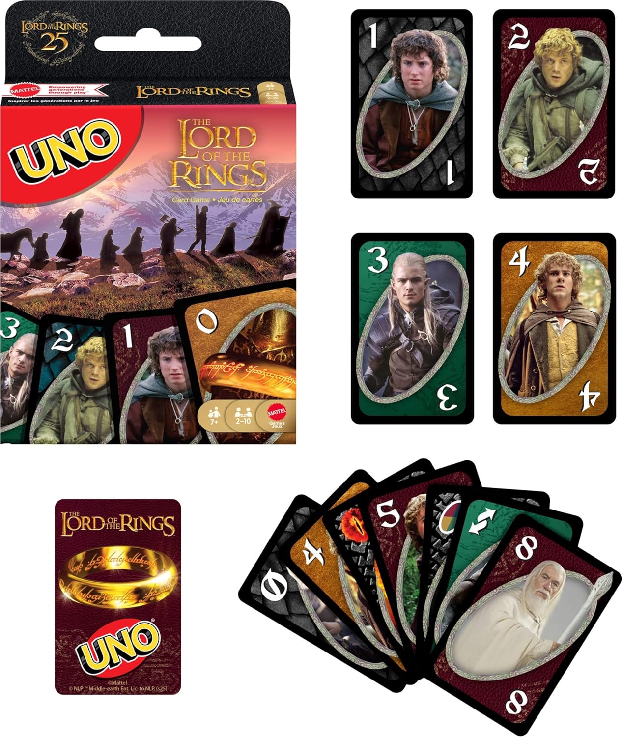 Mattel Games UNO The Lord of The Rings Card Game for Kids, Adults & Families, Travel & Camping, Inspired by the Movies