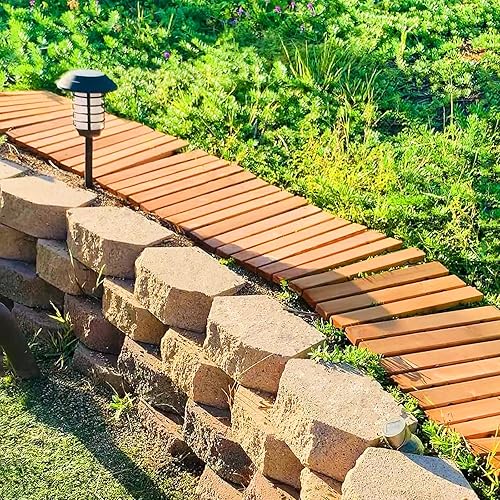 Miniatura 3 de Giantex Camino de jardín de madera de 8 pies, 2 unidades, pasarela de madera dura enrollable de 17 pulgadas de ancho con superficie antideslizante,