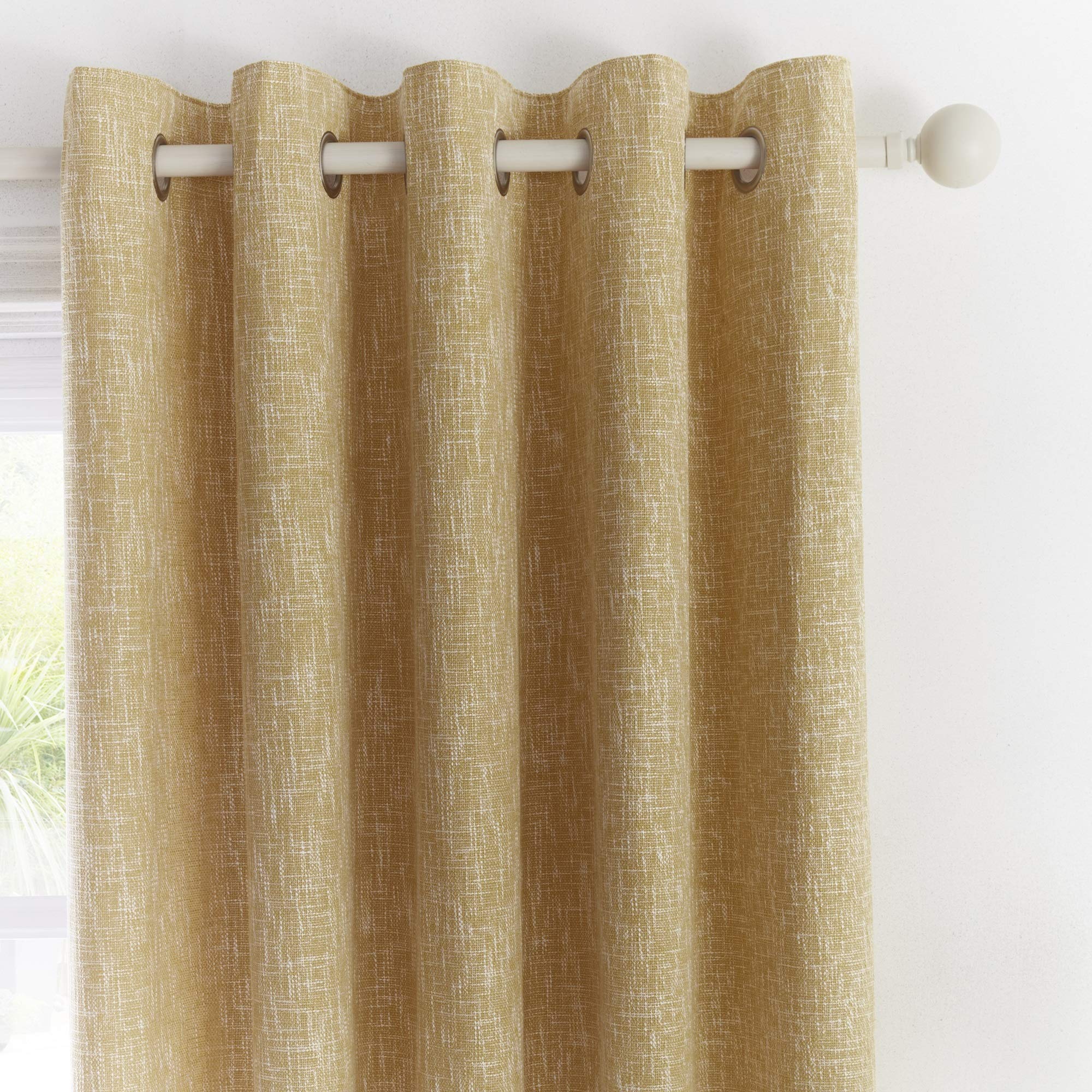 Appletree Loft - Boucle - Jacquard Pair of Eyelet Curtains - 66" Width x 90" Drop (168 x 229cm) in Ochre
