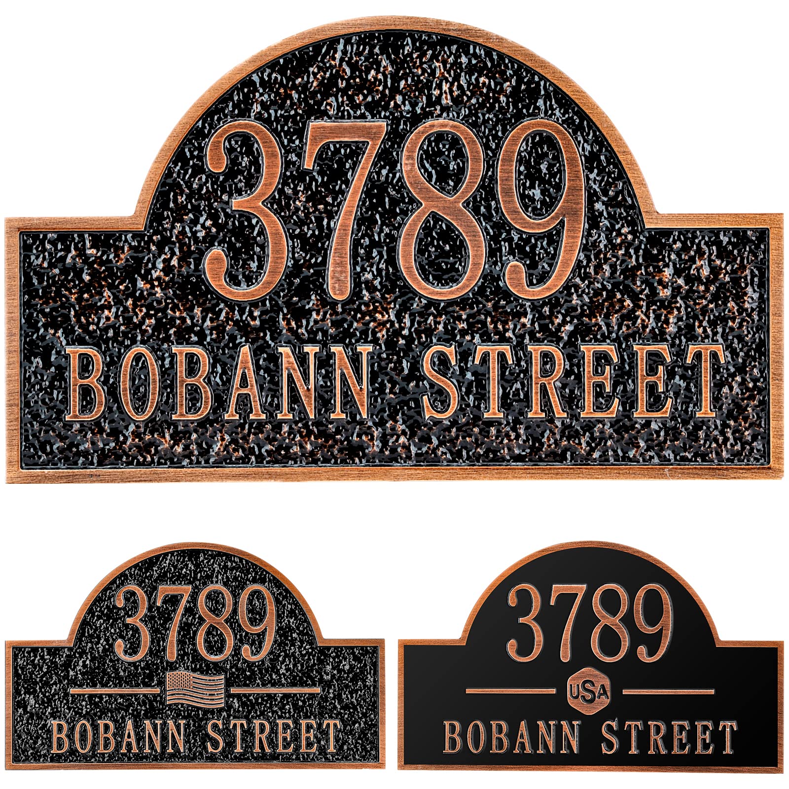 Personalized Cast Address Sign House Number Home Address Plaque 12 Inch, Custom Steet House Number Sign, Metal or Acrylic Antique Brass for Outside Vintage