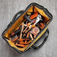 Vista 4 de Sanwuta Paquete de 3 Bolsas de Herramientas para Hombres con Fondo Duro Impermeable, Bolsa de Herramientas de Servicio Pesado con Boca Ancha Tipo