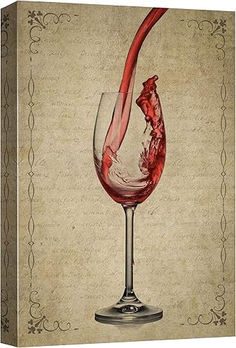 wall26 Lienzo decorativo para pared, diseño retro vintage, vino tinto y vintage, para verter bebidas y cócteles, alcohol, arte digital, arte